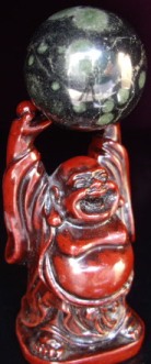 Happy Buddha holding Nebula Stone Sphere