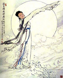 Angel: Nebula Stone Palm Stones, Chinese Goddess and Moon