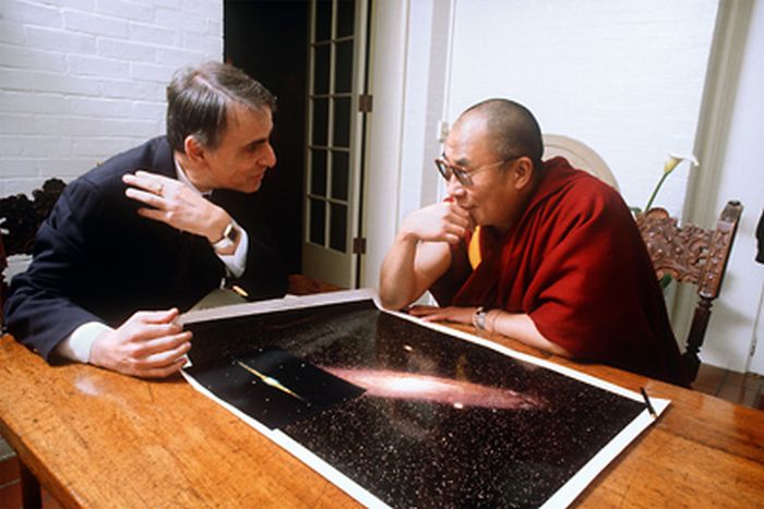 The Dalai Lama and Carl Sagan Cosmos, Contact, We are in the Universe and The Universe is also within us. Just like the Nebulas Just like ourselves, Everything is reborn and continues. Nebula Stone Reincarnation, Buddhism